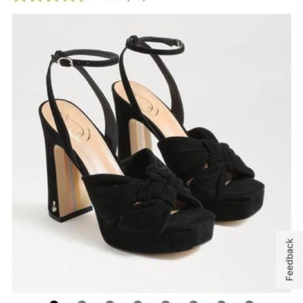 Sam Edelman Black Suede Platform Knot Ankle-Strap Heels